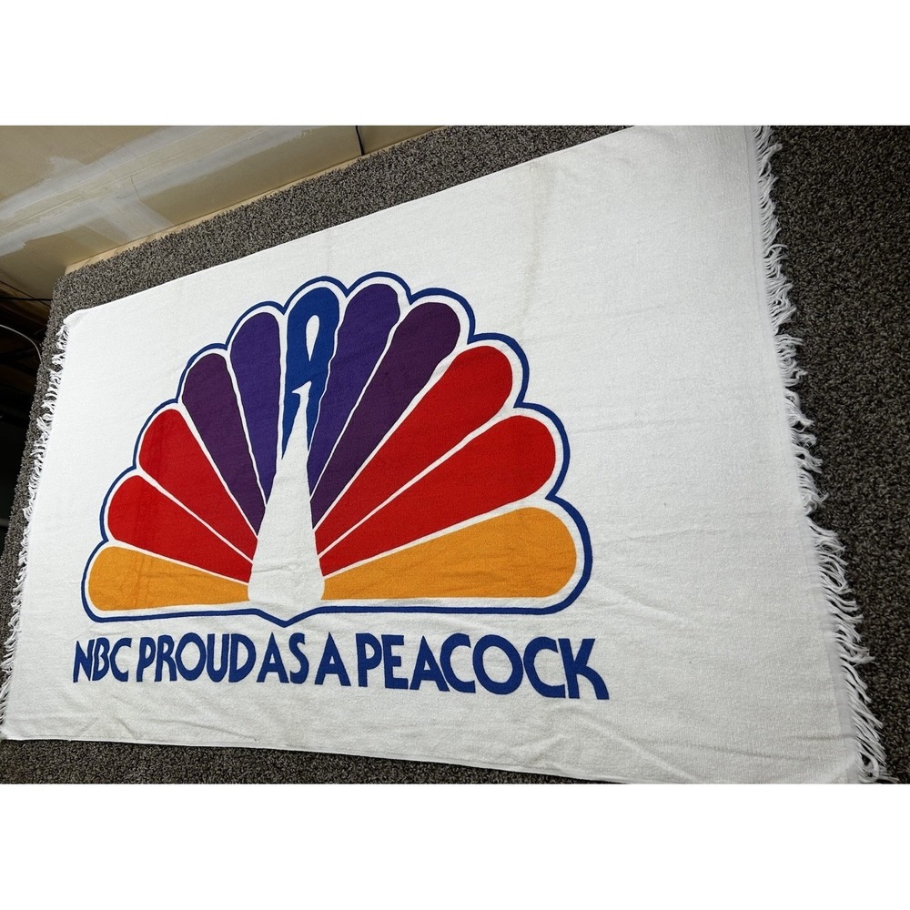 Vintage NBC Proud As A Peacock Beach Towel 59x36